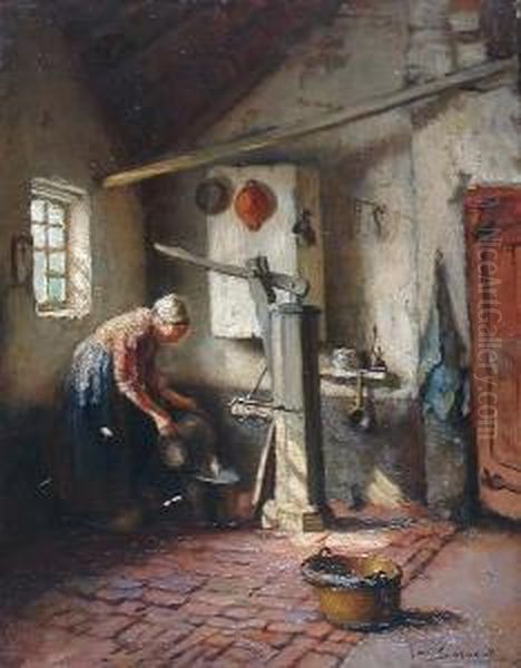 Scullery Interior Oil Painting - Jacob Cornelis Snoeck