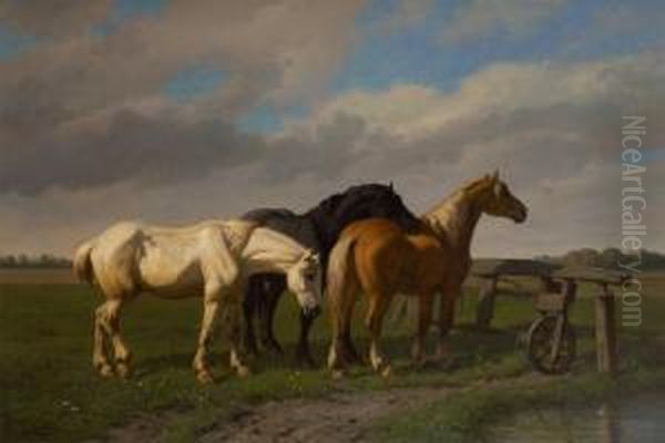 Chevaux Dans La Prairie by Paul Van Der Vin