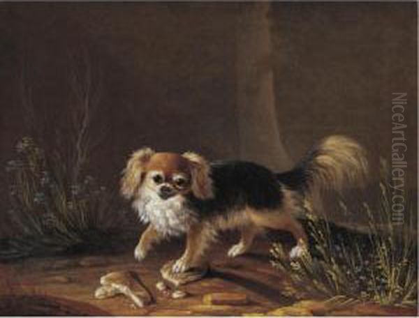 Portrait Of Linda, A Pekingese Oil Painting - Jacques Charles Oudry