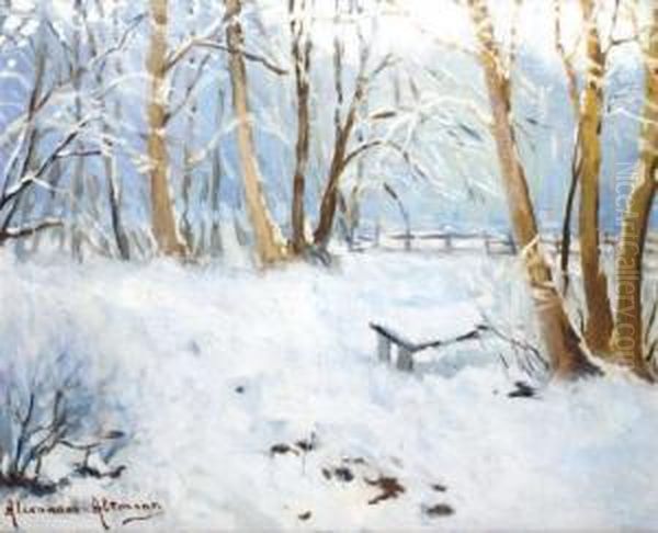 Sous-bois Enneige Oil Painting - Alexander Altmann