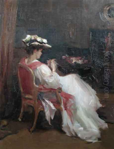 In the Drawing Room Oil Painting - Julie H. Heynemann