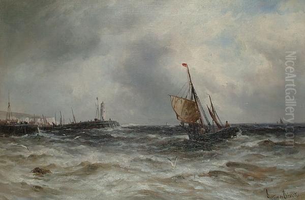 Coming Into Harbour Oil Painting - Gustave de Breanski