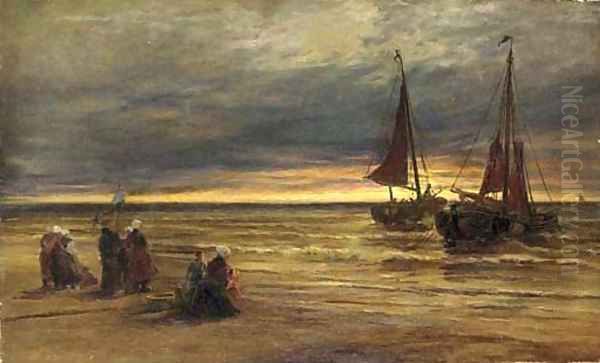 Figures on the shore waiting for the catch Oil Painting - Jacob Henricus Maris