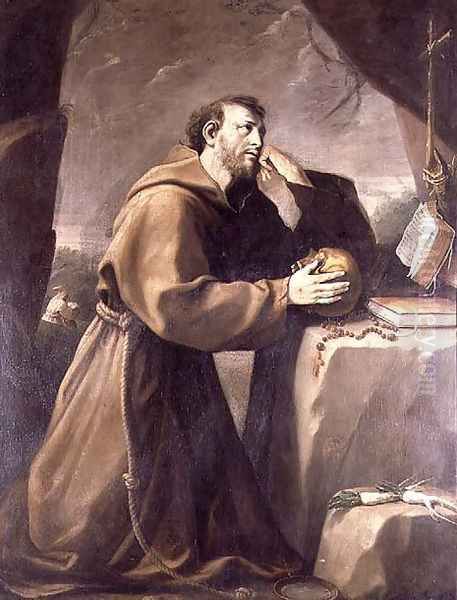 St. Francis of Assisi at Prayer Oil Painting - Giovanni Andrea Sirani