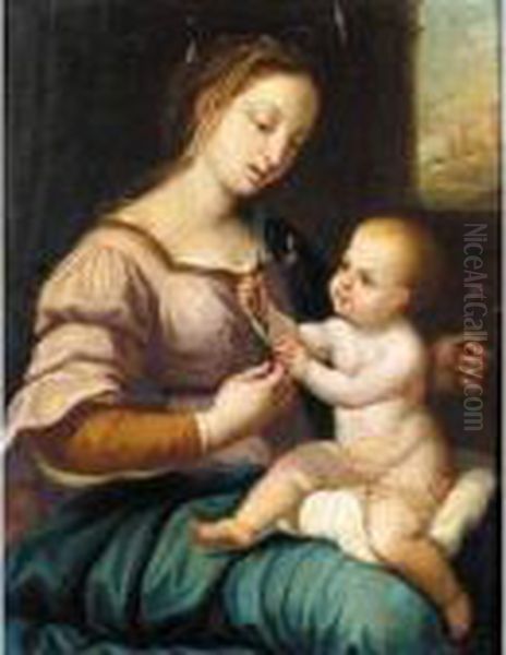 The Madonna Of The Pinks Oil Painting - Raphael (Raffaello Sanzio of Urbino)