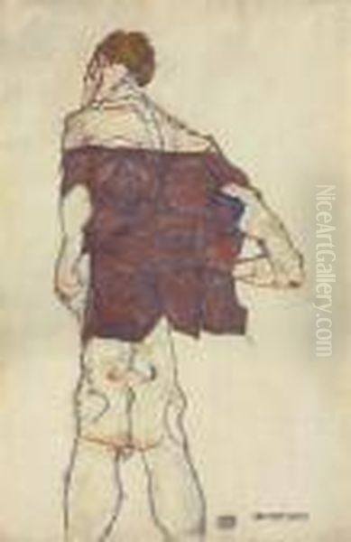 Stehender Mann ( Oil Painting - Egon Schiele