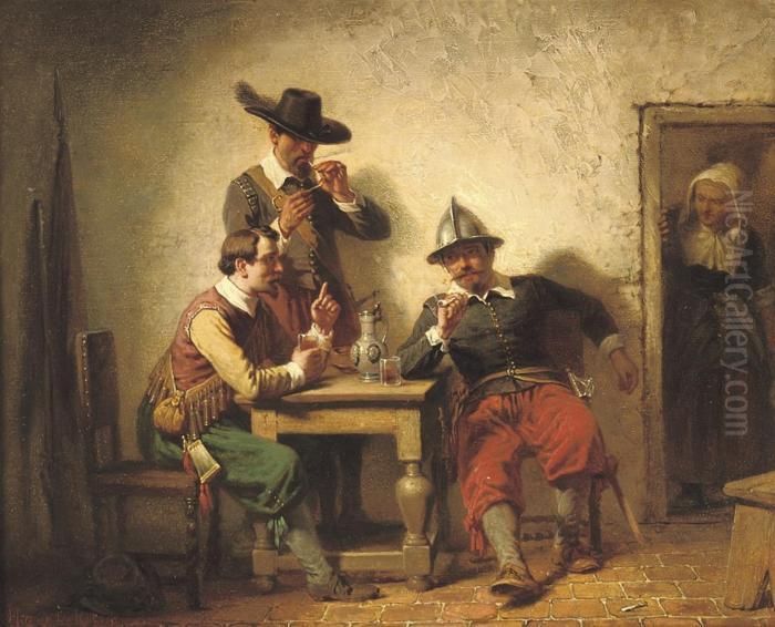 Drinking At The Inn Oil Painting - Herman Frederik Carel ten Kate