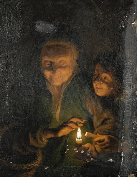 A Shared Candlelight by Godfried Schalcken