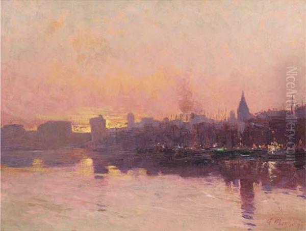 Marseille At Dusk Oil Painting - Andre Maglione