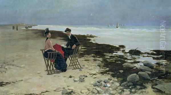 Seaside Holiday, 1888 Oil Painting - Jozef Wodzinski