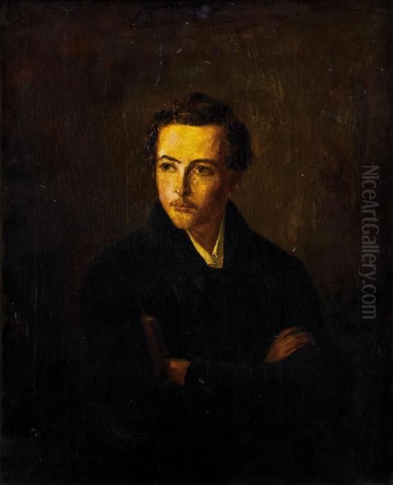 Selbstportrait Als Junger Mann Oil Painting - Friedrich Wilhelm Heinrich Martersteig