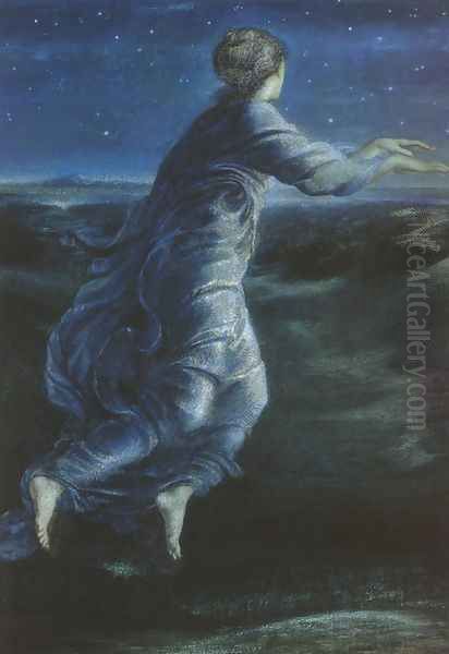 Night Oil Painting - Sir Edward Coley Burne-Jones