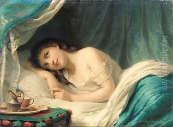 Reclining Beauty Oil Painting - Fritz Zuber-Buhler