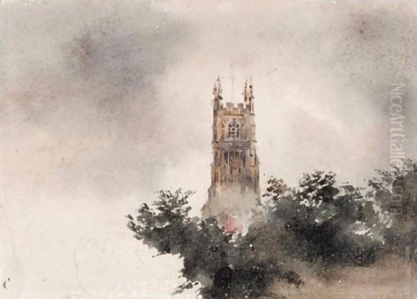 Cirencester Church Tower Oil Painting - Peter de Wint