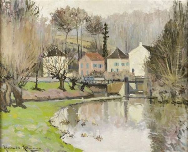 Maisons Pres D'une Ecluse Oil Painting - Alexandre Altmann