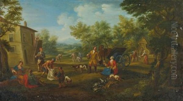 Hunter's Picnic Oil Painting - Pieter Angillis