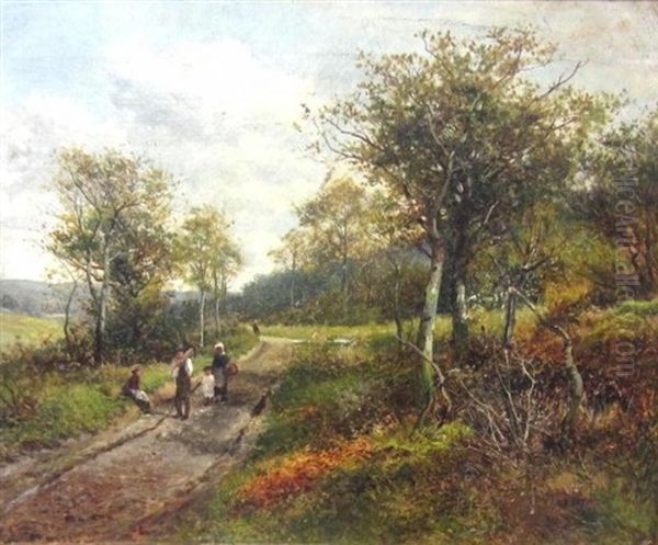 Pathway In The Woods Oil Painting - David Bates