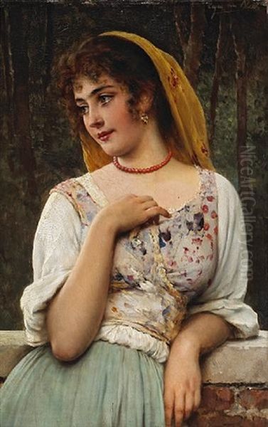 A Pensive Beauty by Eugen von Blaas