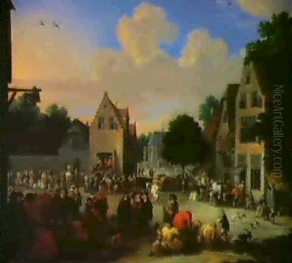 Folkeliv I En Hollandsk By Oil Painting - Pieter Bout