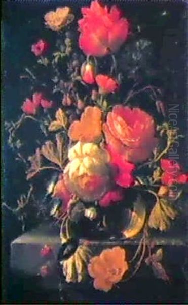 Bouquet De Fleurs Sur Un Entablement Oil Painting - Elias van den Broeck