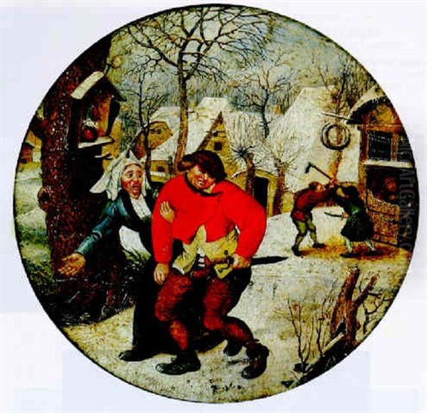 L'ivrogne Reconduit Par Les Siens Oil Painting - Pieter Brueghel the Younger