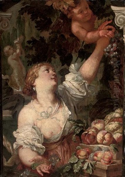 An Allegory Of Abundance Oil Painting - Abraham Brueghel