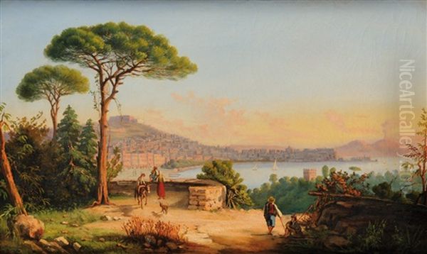 Le Belvedere Au-dessus De La Baie De Naples Oil Painting - Salvatore Candido