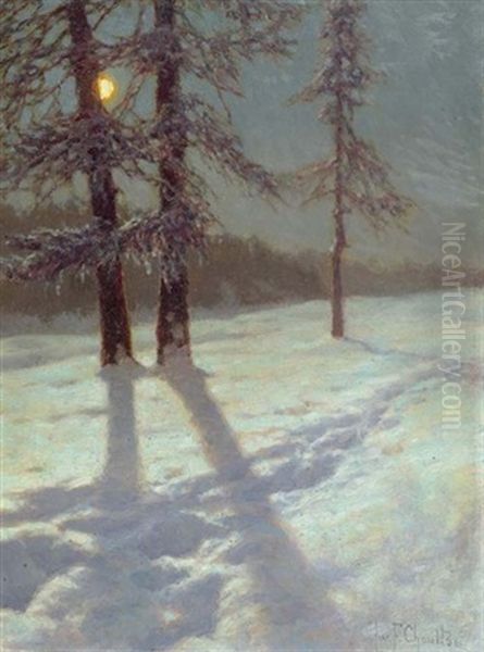 Winterlandschaft Im Mondschein Oil Painting - Ivan Fedorovich Choultse