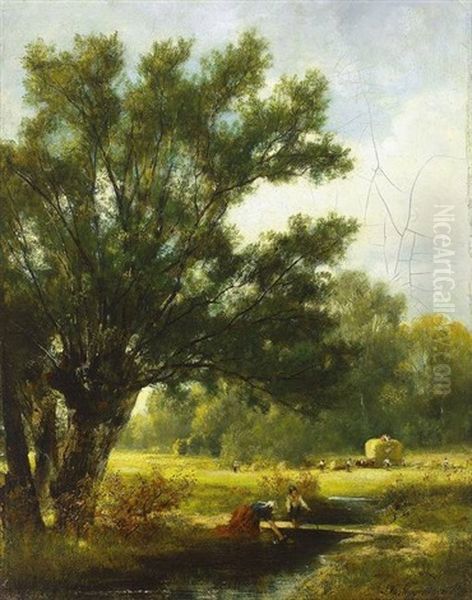 Ertelandschaft Mit Hoch Beladenem Wagen Oil Painting - Ludwig Correggio