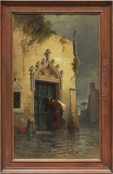 Eremit Vor Klosterpforte Oil Painting - Hermann David Salomon Corrodi