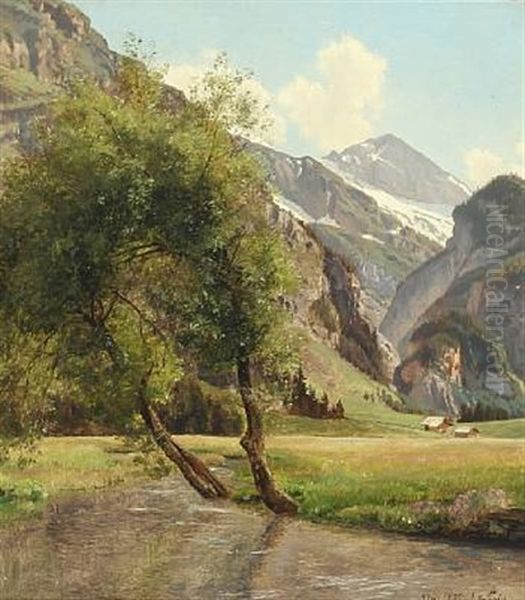 View Of The Alps by Janus la Cour