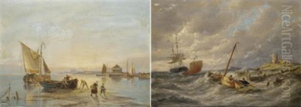 Petten, Holland (+ Blarkum On The Zuiderzee, Holland; 2 Works) Oil Painting - Pieter Cornelis Dommershuijzen