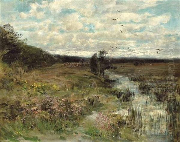 Landschap Met Herder Oil Painting - Gustave Den Duyts