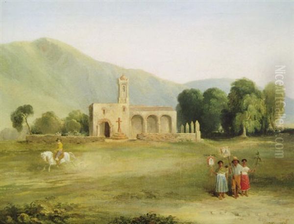 San Joaquin Road To Tlanepantla Near The City Of Mexico Oil Painting - Daniel Thomas Egerton