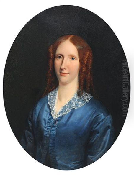 A Portrait Of Miss Bjelke by Johann Julius Exner