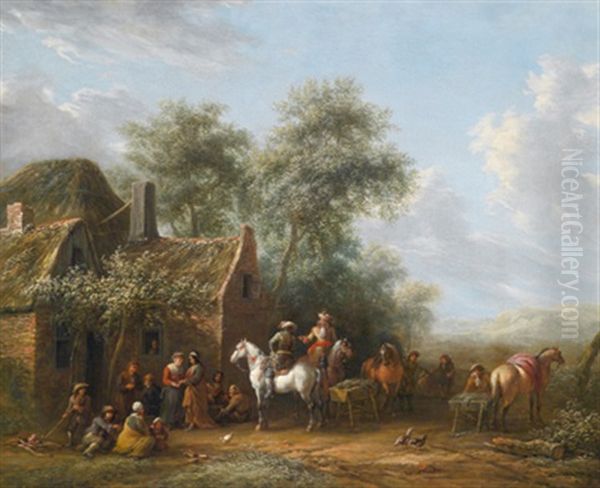 Reiter Vor Einem Wirtshaus Oil Painting - Barend Gael