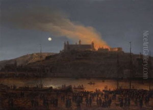 Brand Auf Der Feste Marienberg Zu Wurzburg Oil Painting - Andreas Geist