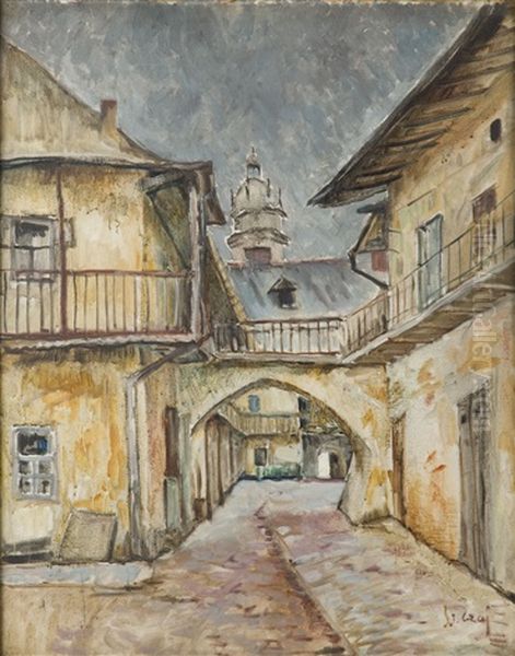 View Form The Kazimierz In Krakow (courtyard Between Meisels And Jozef Street In Krakow) Oil Painting - Ignacy Izydor Goldhuber-Czaj