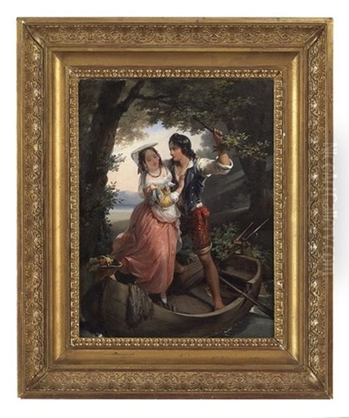 Coule D'amoureux Italien Oil Painting - Hortense Haudebourt Lescot