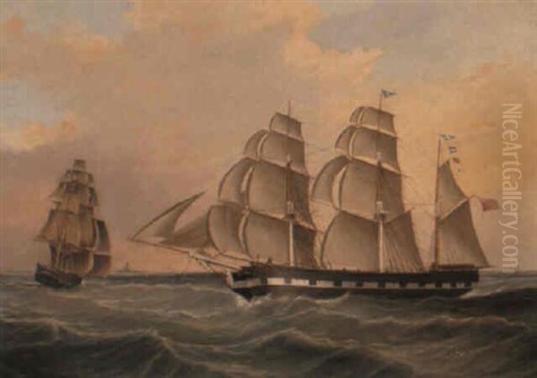 The Brig 'anjer' At Sea Oil Painting - Joseph Heard