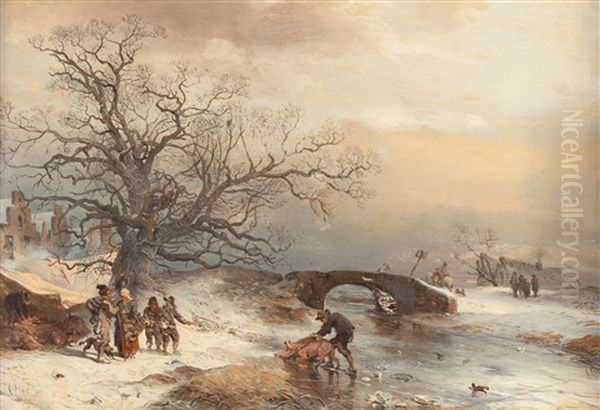 Winterliche Landschaft Oil Painting - Carl Hilgers