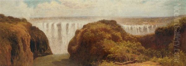 Victoria Falls On The Zambezi Oil Painting - Edward Henry Holder