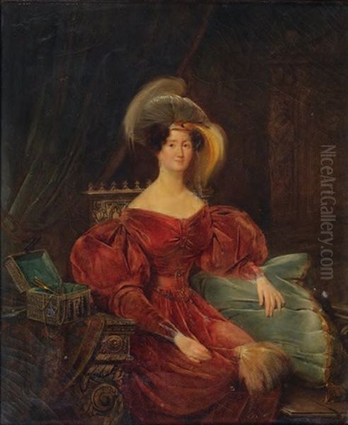 Portrait De Madame Du Rozier Oil Painting - Claudius Jacquand