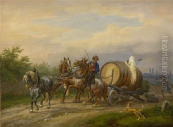 Verungluckter Biertransport Vor Den Toren Munchens Oil Painting - Johann Adam Klein