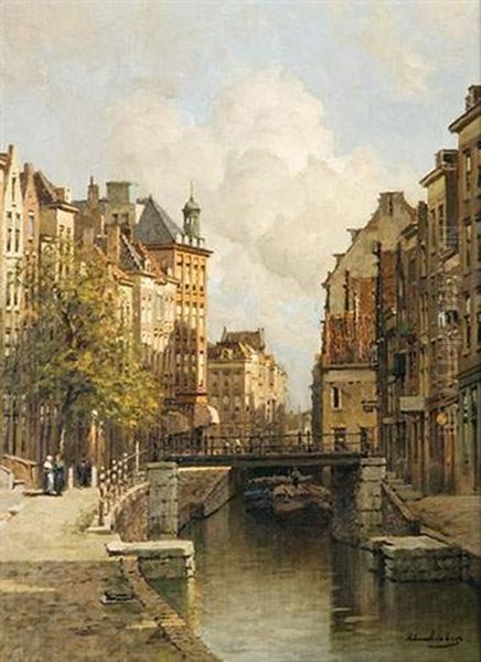 Canal A Rotterdam Oil Painting - Johannes Christiaan Karel Klinkenberg