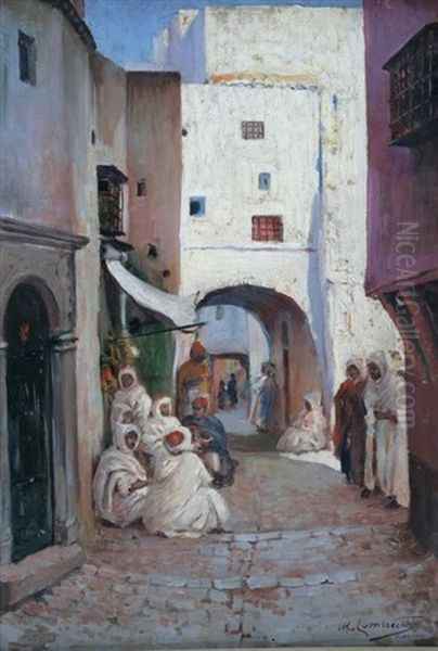 Scene De Rue Alger Oil Painting - William Lambrecht