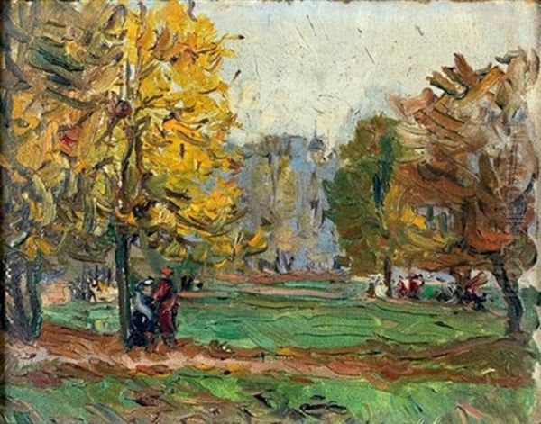 Paris, Vu Du Bois De Boulogne Oil Painting - Georgi Alexandrovich Lapchine