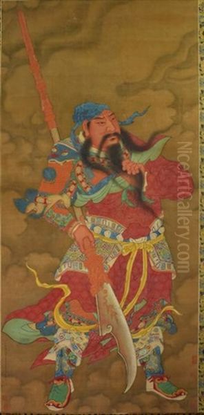 Attributed To - Li Gonglin (1049-1106) Guan Yu Oil Painting -  Li Gonglin