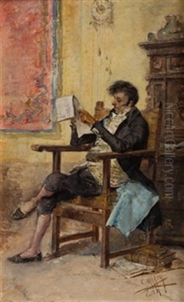 El Lector, 1881 Oil Painting - Vicente March Marco