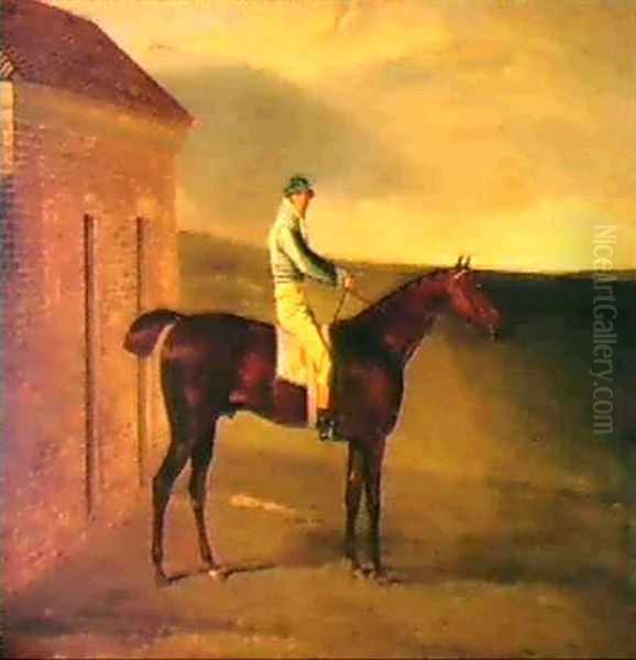 Burleigh, A Chestnut Racehorse, The Property Of Henry       Vansittart With Sam Chifney Up Oil Painting - Benjamin Marshall